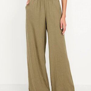 Old Navy wide leg, high rise linen blend pants